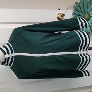 Two piece green with white striped detailing on both pieces